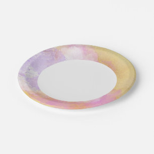 Abstract Watercolors - Orange Background Paper Plate