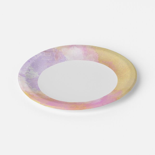 Abstract Watercolors - Orange Background Paper Plate (Angled)