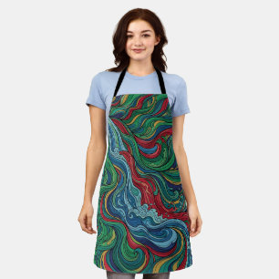 Abstract Waterfall Cascade Jewel Tone Art Apron