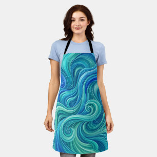 Abstract Waterfall Ocean Blue Gradient Apron