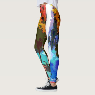 Abstract Waterfall with Personalised Name Leggings