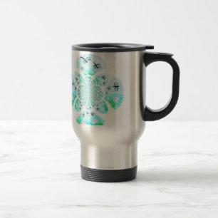 Abstract Waterlily Pond Dragonfly Travel Mug