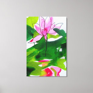 Abstract waterlily watercolour painting canvas print
