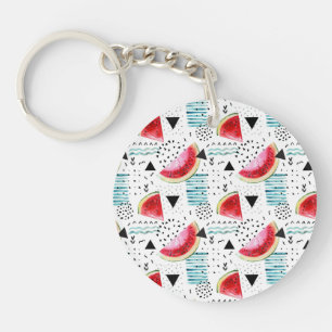 Abstract Watermelon Pattern Key Ring