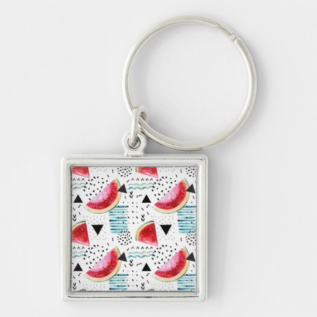 Abstract Watermelon Pattern Key Ring (Front)