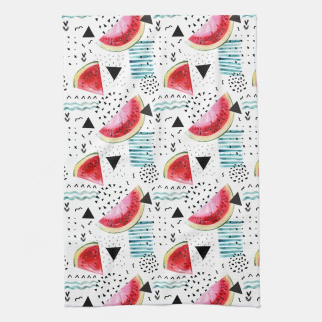 Abstract Watermelon Pattern Tea Towel (Vertical)