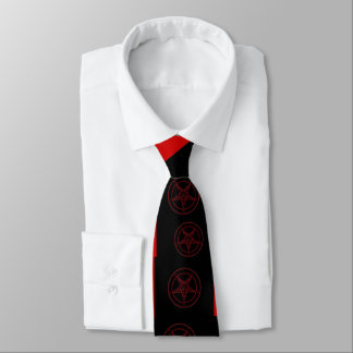 Abstract Wave Baphomet Neck Tie {Red}