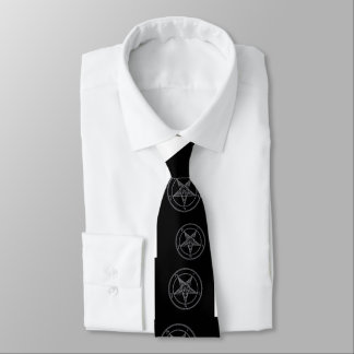 Abstract Wave Baphomet Neck Tie (White)