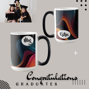  Abstract Wave Liquid and Personalised Coffee Magic Mug