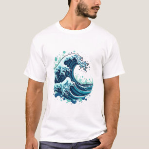 Abstract Wave Made of Recycled Plastic in Shades o T-Shirt