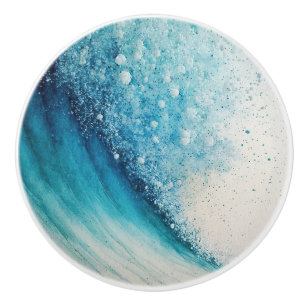 Abstract Wave Painting Ceramic Knob