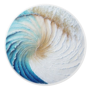 Abstract Wave Painting Ceramic Knob