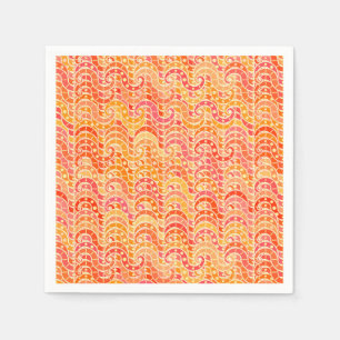 Abstract wave pattern - orange, coral and gold napkin