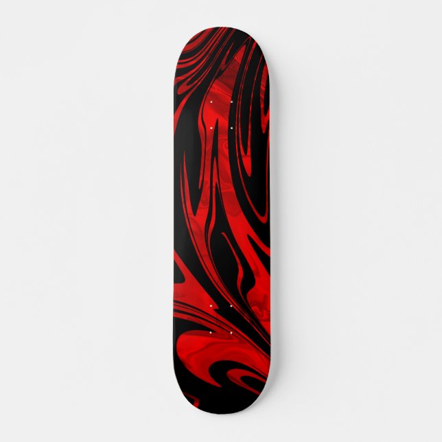 Abstract Wave Red Black Skateboard (Front)