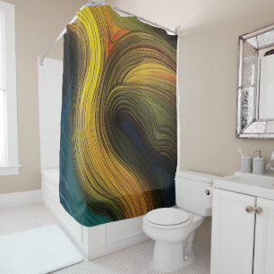 Abstract Wave Shower Curtain
