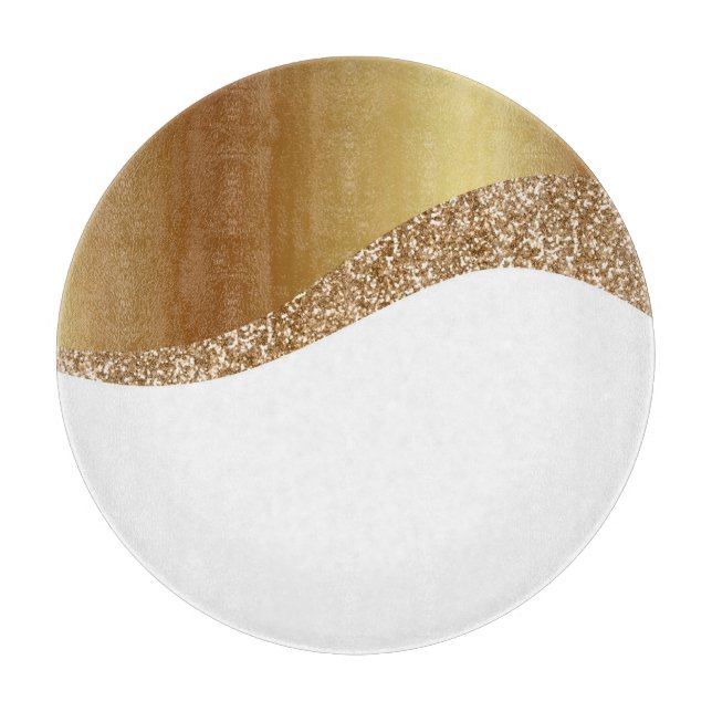 ABSTRACT WAVE WHITE GOLD TRAY CUTTING BOARD (Front)