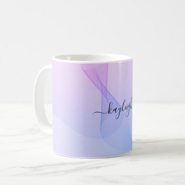 Abstract Wavelines Pink Blue Coffee Mug (Front Left)