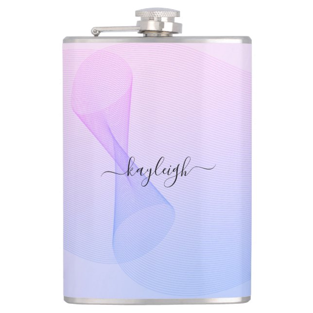Abstract Wavelines Pink Blue Flask (Front)