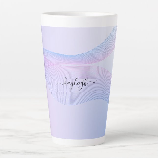Abstract Wavelines Pink Blue Latte Mug (Front)