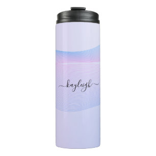 Abstract Wavelines Pink Blue Thermal Tumbler