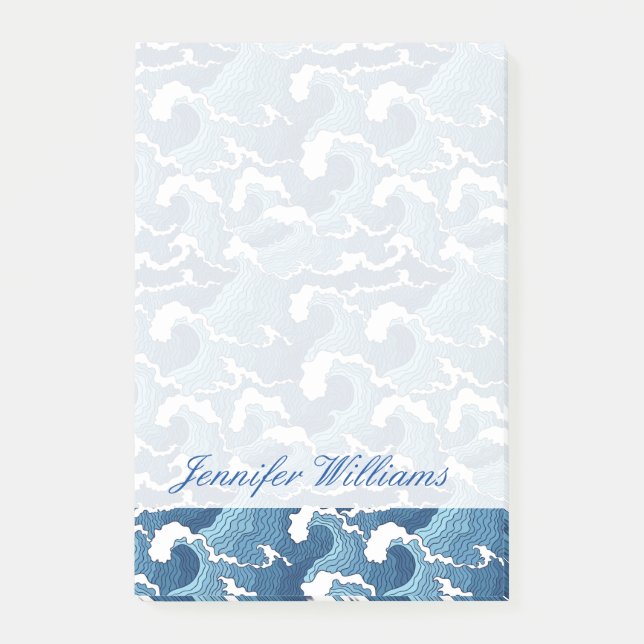 Abstract Waves | Add Your Name Post-it Notes (Front)