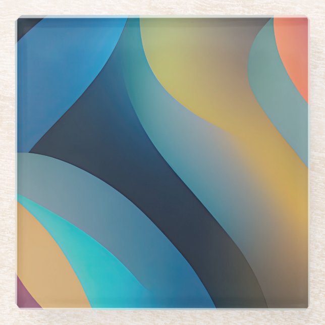 Abstract Waves and Swirls 29 Glass Coaster (Front)