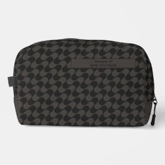 Abstract Waves Black and Grey with Text Dopp Kit