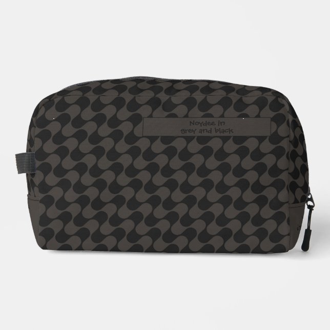 Abstract Waves Black and Grey with Text Dopp Kit (Front)
