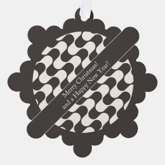 Abstract Waves Black and White with Text Tree Decoration Card