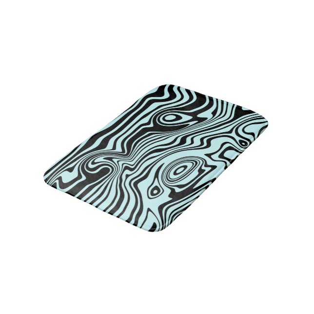 Abstract Waves Black Blue Bath Mat - Custom Colour (Angled)