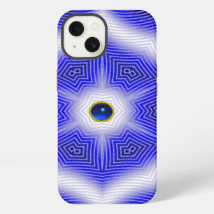 ABSTRACT WAVES,BLUE STAR AND SAPPHIRE GEMSTONE iPhone 13 CASE
