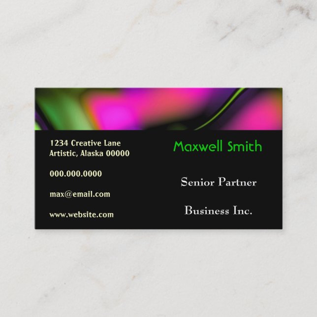 Abstract Waves Bold Bright Funky Creative Fun Business Card (Front)