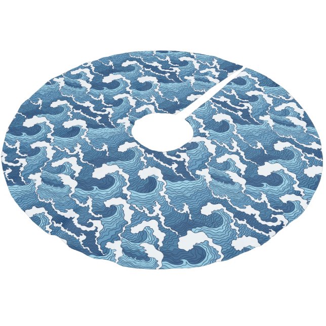 Abstract Waves Brushed Polyester Tree Skirt (Angled)
