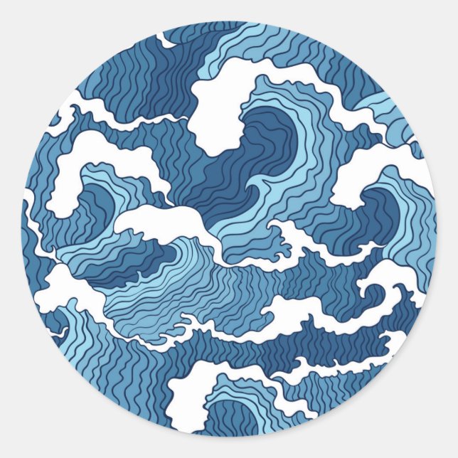 Abstract Waves Classic Round Sticker (Front)