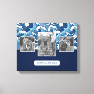 Abstract Waves   Family Photos & Text  Monogram Canvas Print