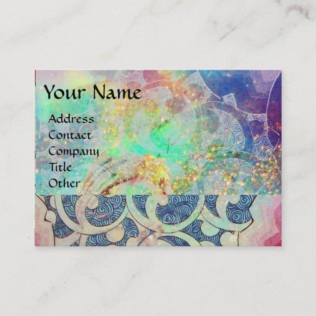 ABSTRACT WAVES,GOLD BUTTERFLY PLANT ,FLORAL SWIRLS BUSINESS CARD (Front)