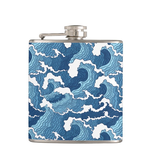Abstract Waves Hip Flask (Front)