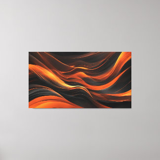 Abstract Waves In A Bend Of Black & Orange Canvas Print