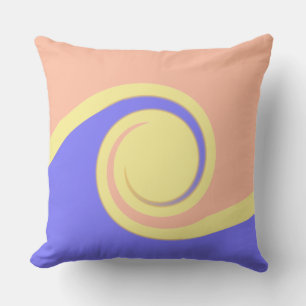 Abstract Waves in Blue Coral & Light Yellow Cushion