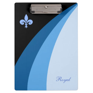 Abstract waves in blue shades & fleur de lis clipboard