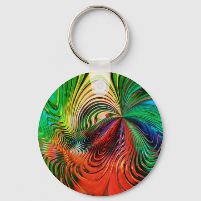 Abstract Waves Key Ring (Front)