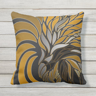 Abstract waves, lines, leaves, modern design cushion