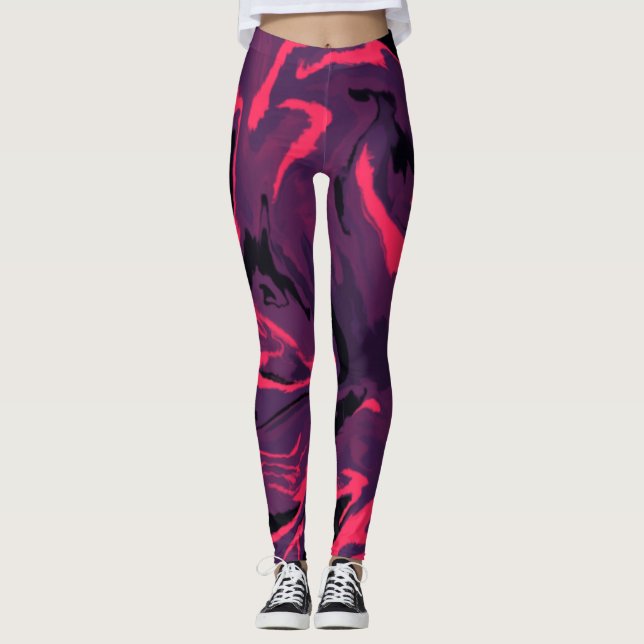 Abstract Waves Pattern Leggings (Front)