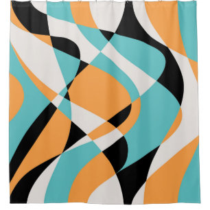 Abstract Waves Pattern Seamless Design Shower Curtain