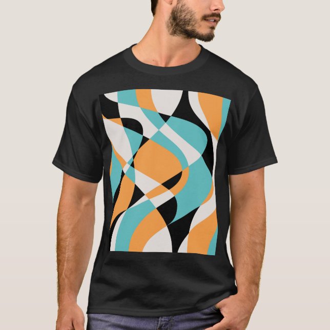 Abstract Waves Pattern Seamless Design T-Shirt (Front)
