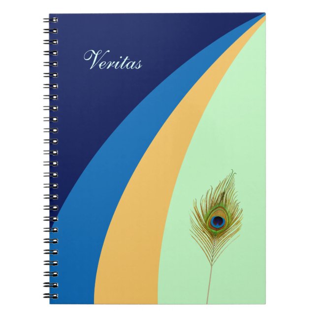 Abstract waves & peacock feather notebook (Front)