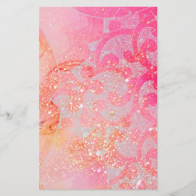 ABSTRACT WAVES/ PINK FUCHSIA FANTASY FLORAL SWIRLS (Front)