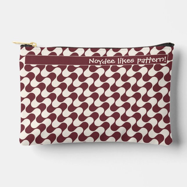 Abstract Waves Red and White with Text Accessory Pouch (Front)