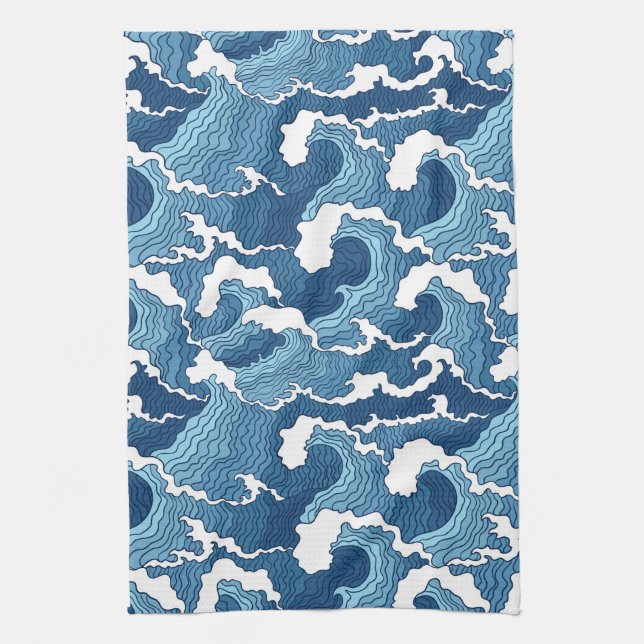 Abstract Waves Tea Towel (Vertical)