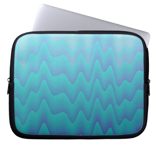 Abstract Waves Turquoise Blue Laptop Sleeve (Front)